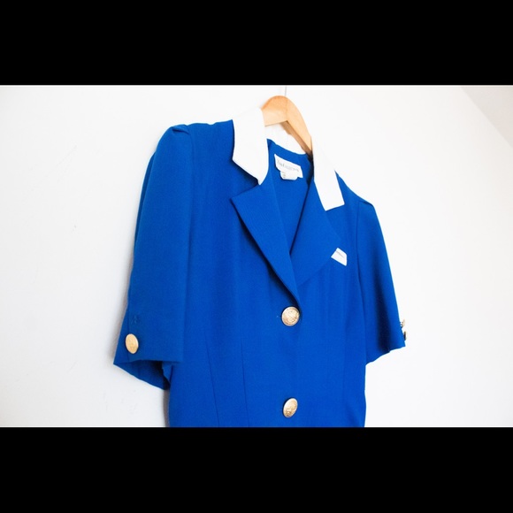 Zarr Collection | Vintage 80’s/90’s Blue & White Short Sleeve Dress | Size 8 - Picture 5 of 12